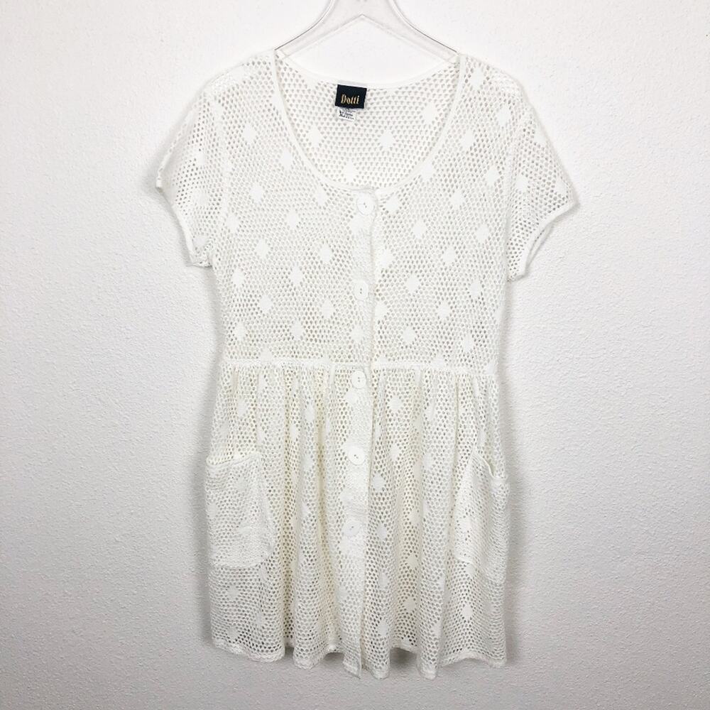 Dotti White Net Swim Coverup L